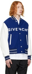 Givenchy Blue Virgin Wool Bomber Jacket