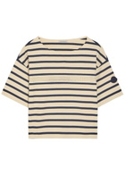 Moncler Striped Cotton T-shirt Beige