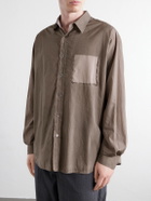 Maison Margiela - Camp-Collar Distressed Checked Cotton-Poplin Shirt - Neutrals