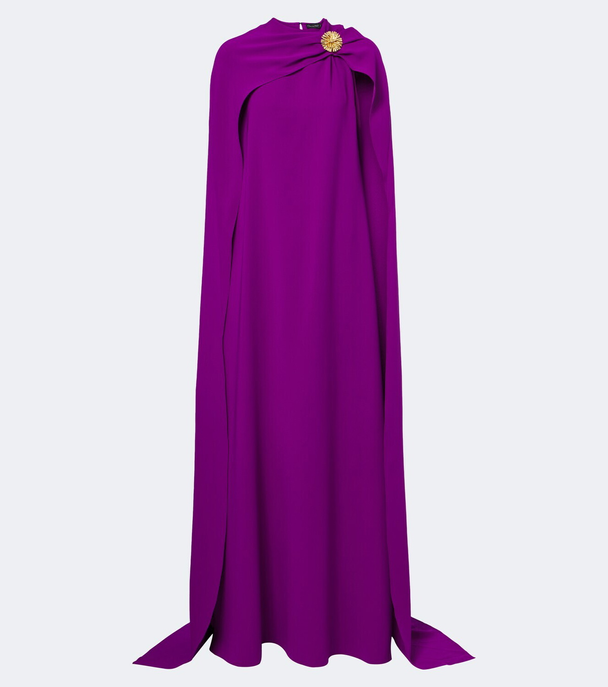 Oscar de la Renta Embellished caped silk-blend georgette gown