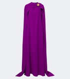 Oscar de la Renta Embellished caped silk-blend georgette gown