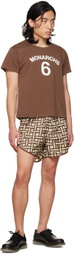 Connor McKnight Brown & Beige Checkerboard Shorts