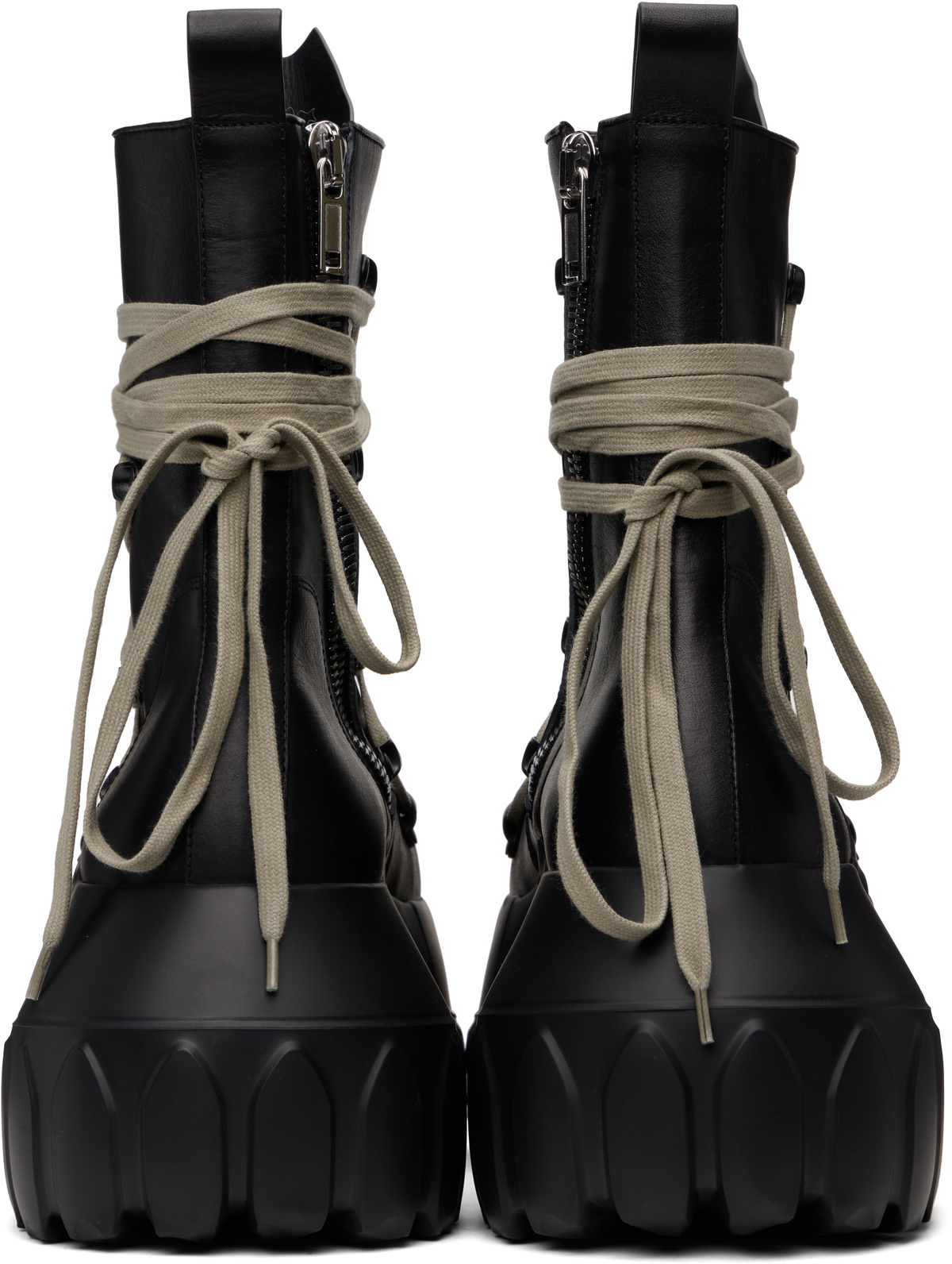 Rick Owens Black Hollywood Megalace Mega Tractor Boots Rick Owens