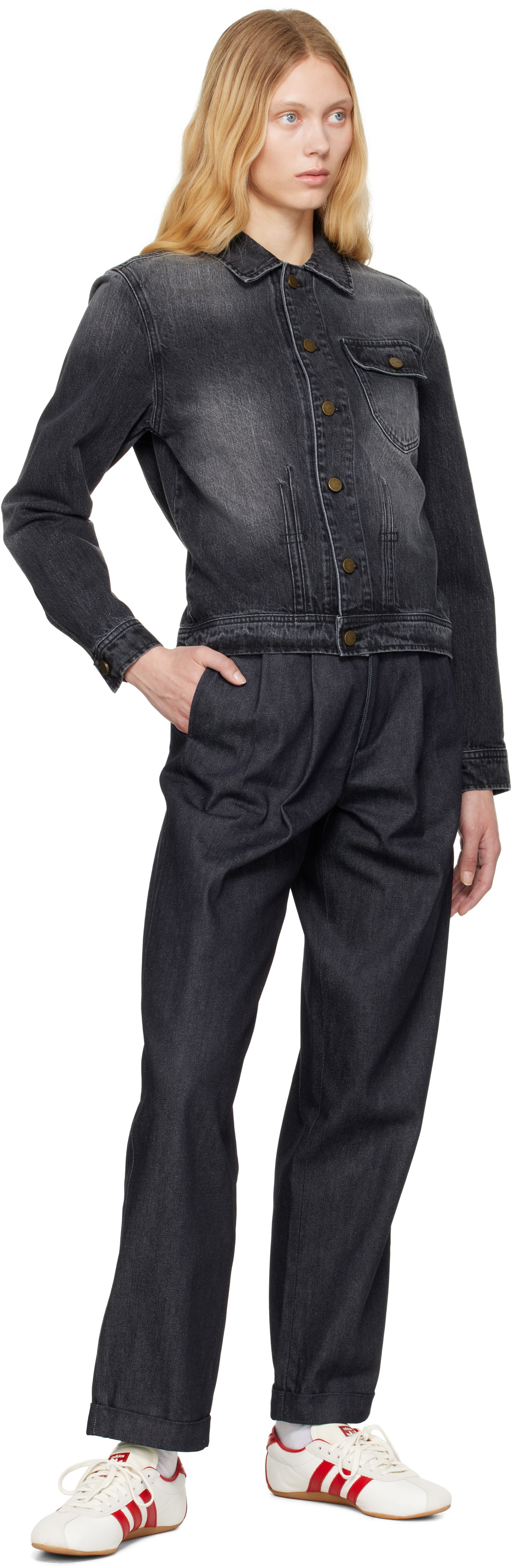 Carter Young Navy Pleated Jeans