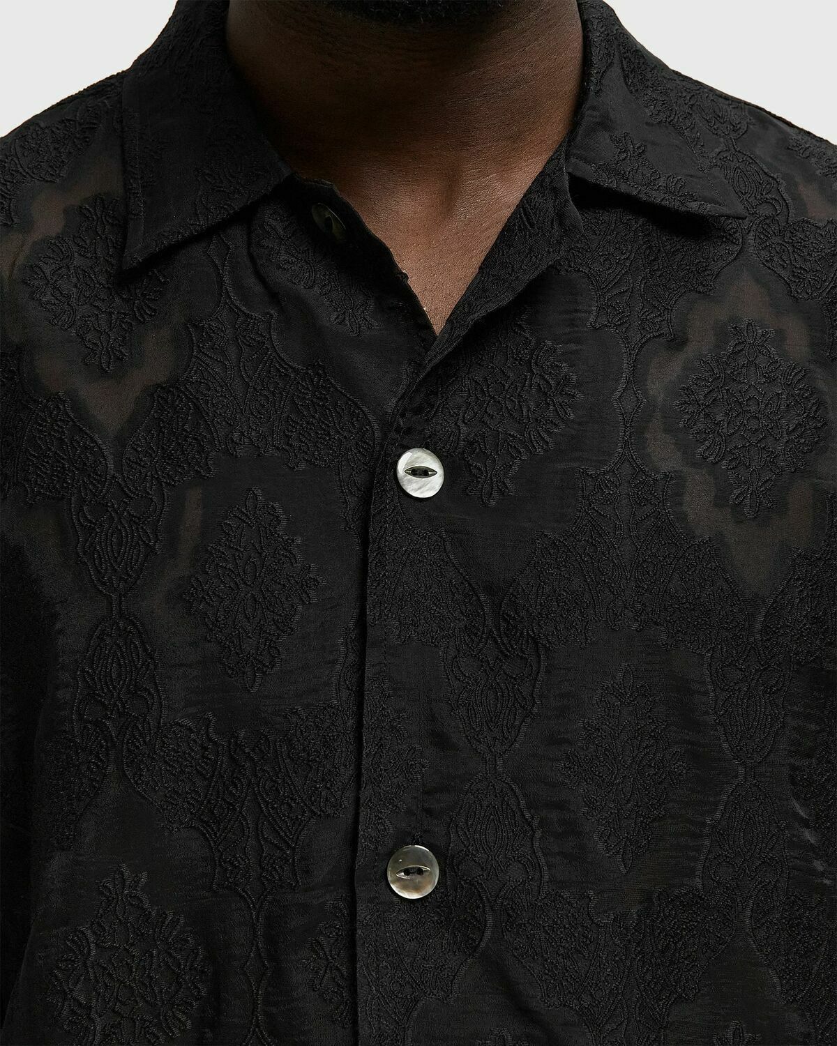 Needles Cabana Shirt - Victorian Sheer Black Mens Shortsleefe