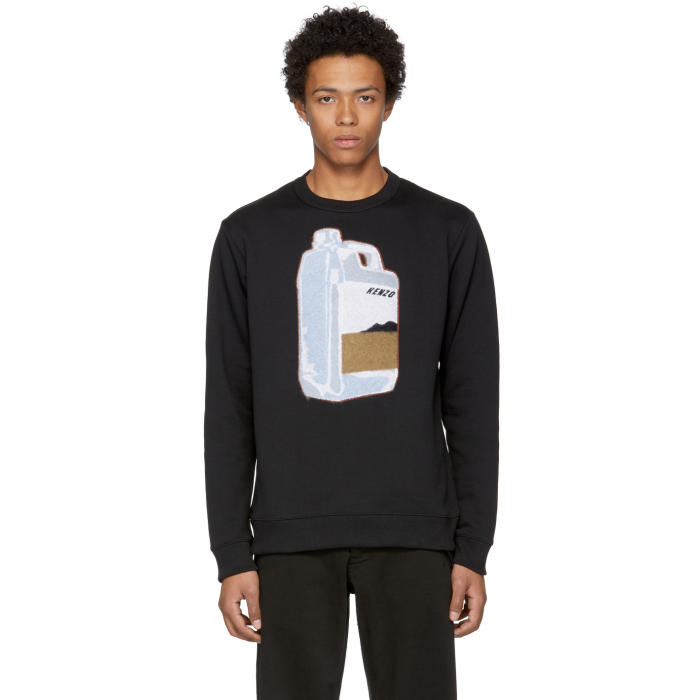 Photo: Kenzo Black Embroidered AppliquÃ© Sweatshirt