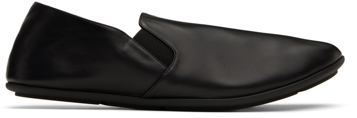Photo: The Row Black Vincit Slip-on Loafers