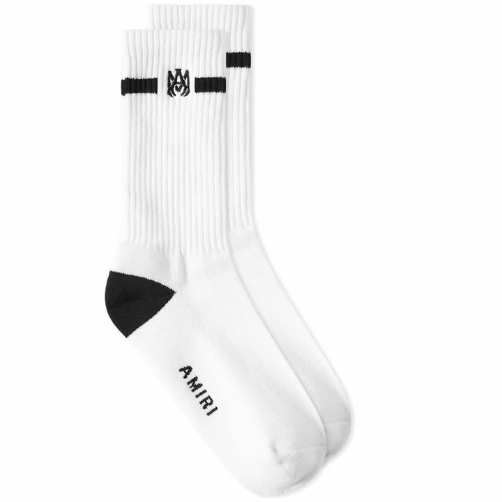 Photo: AMIRI Men's MA Embroidery Sock in White/Black