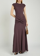 Tove Ames Twisted Jersey Maxi Dress Brown