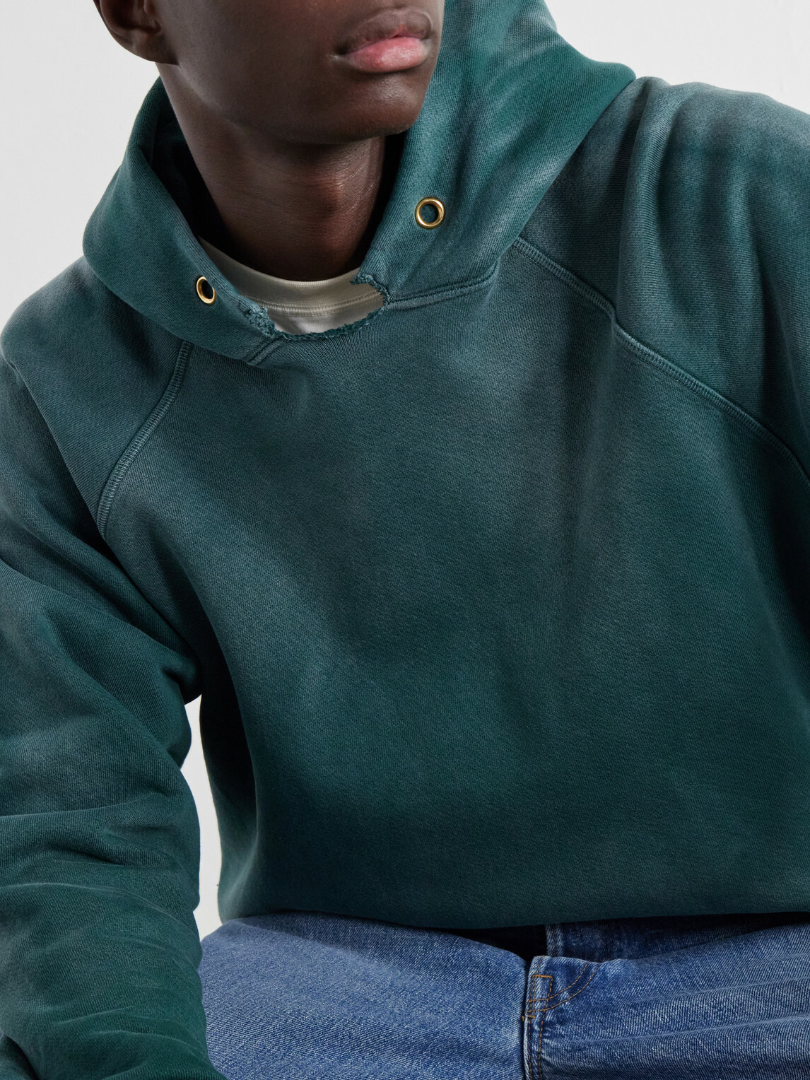 Les Tien - Cotton-Jersey Raglan Hoodie - Green