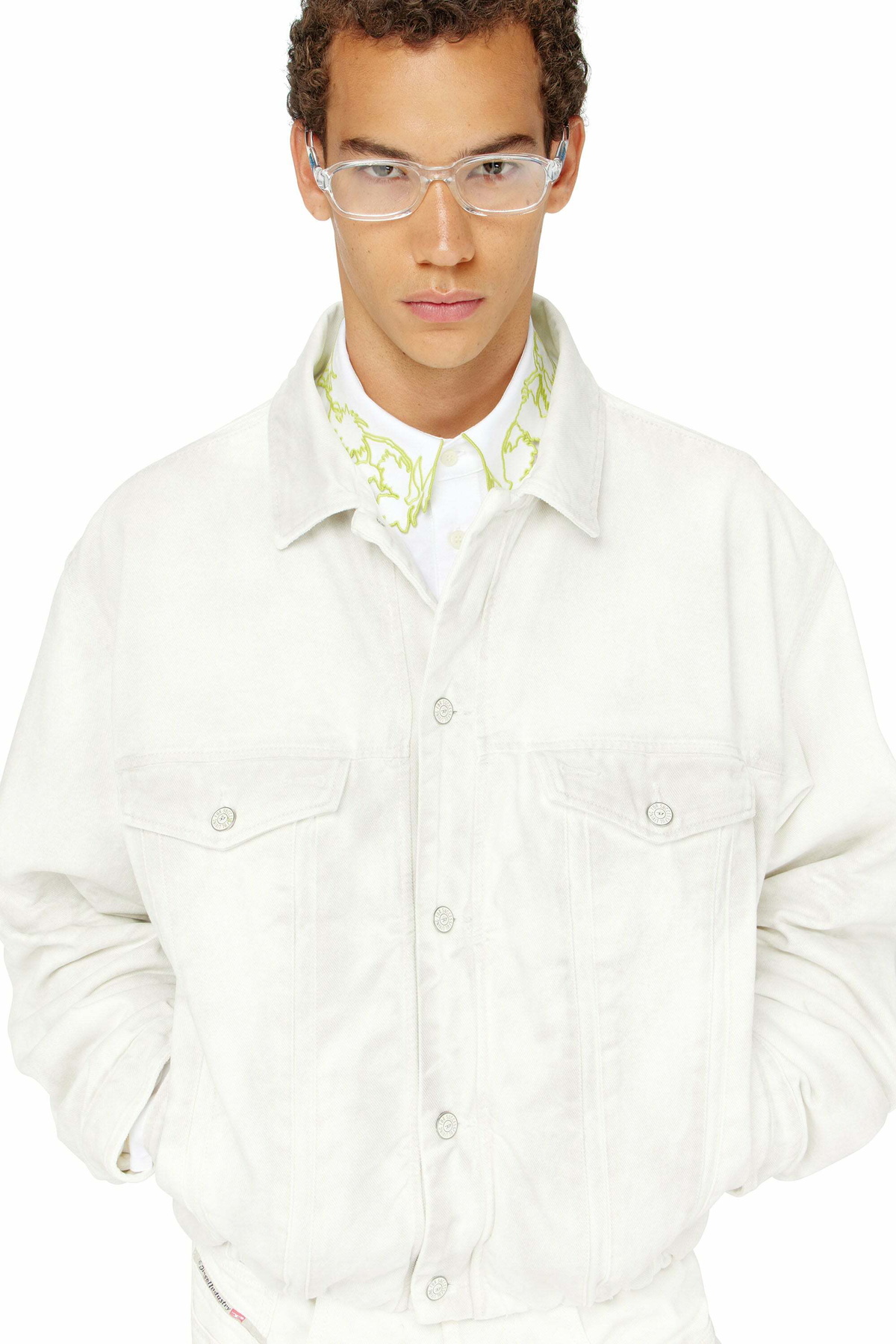 Diesel Elasticated trucker jacket in denim - Denim Jackets Mens in White