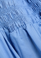 Faithfull The Brand Martina Shirred Cotton Mini Dress Blue