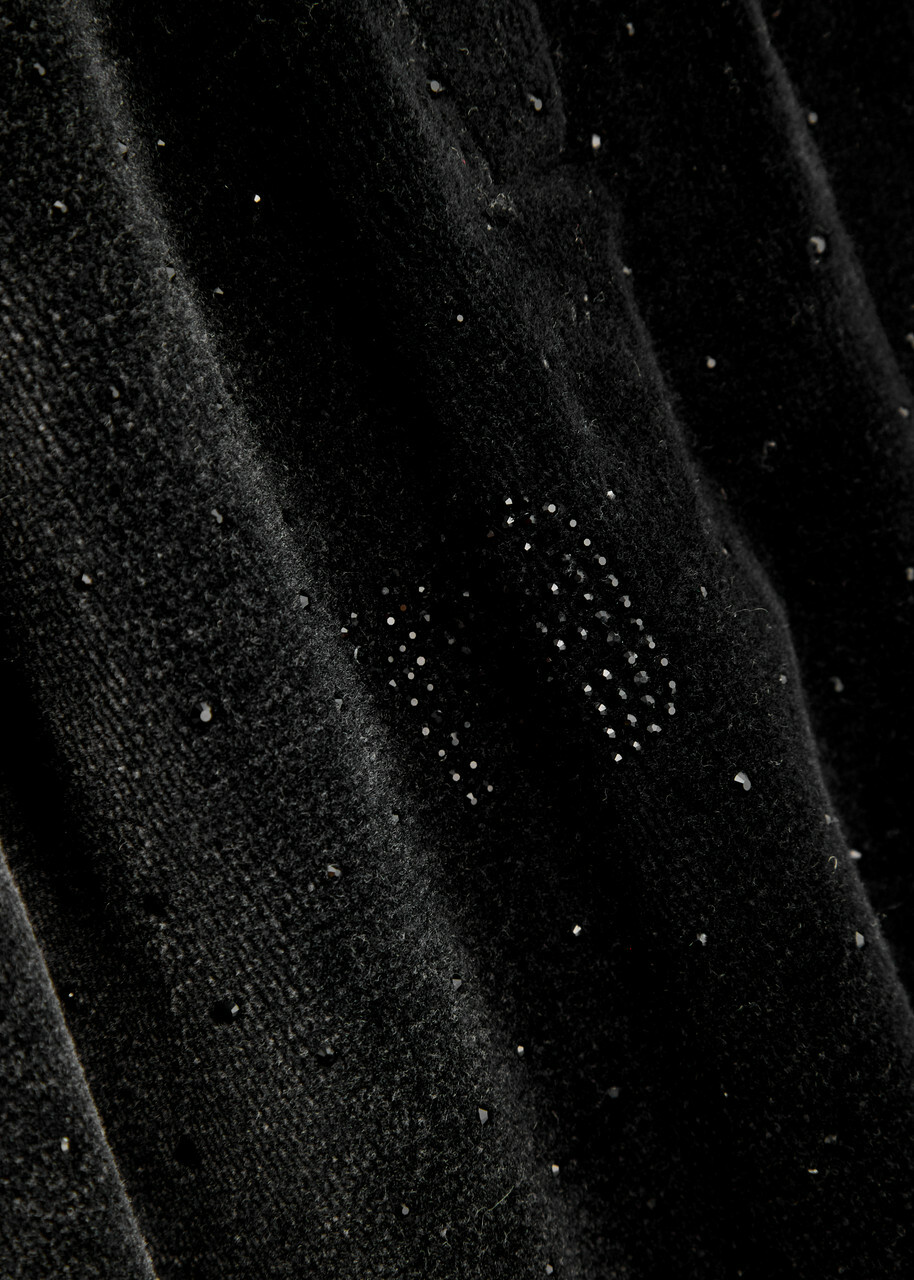 Alexanderwang.t Faded Crystal-embellished Velour Sweatpants Black