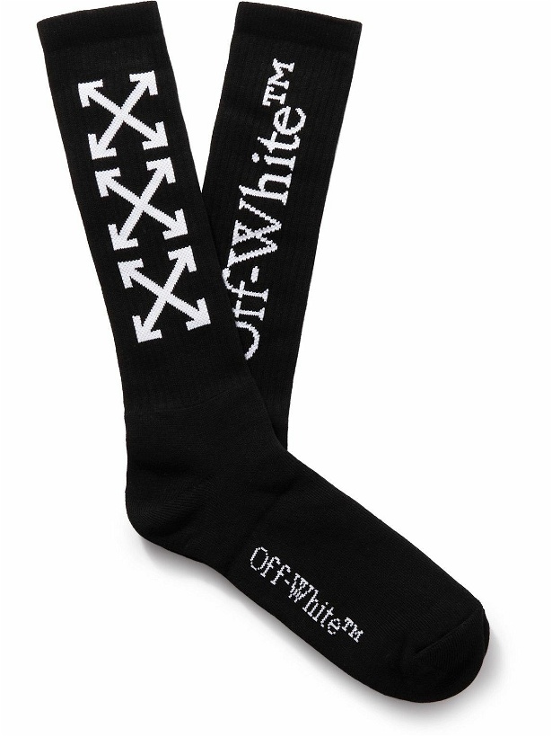 Photo: Off-White - Arrow Bookish Ribbed Stretch Cotton-Blend Socks