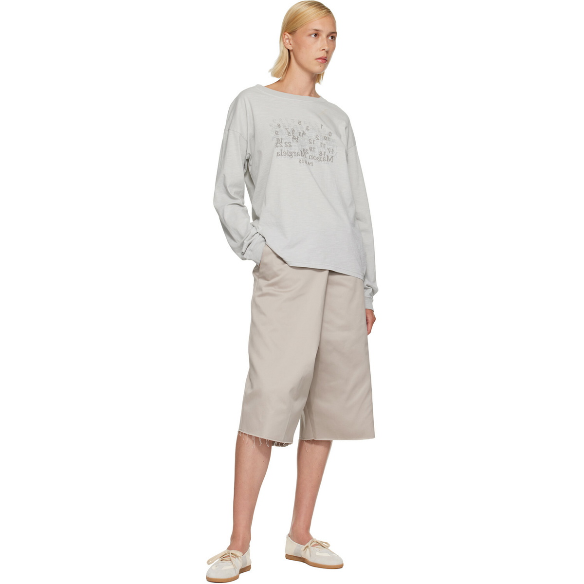 Maison Margiela Off-White & Gray Replica Soft Laced Ballerina Flats
