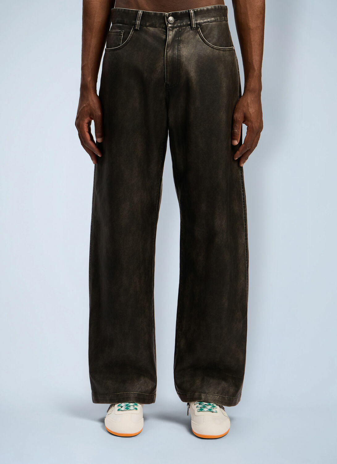 Palm Angels Curved Logo Coated Pants