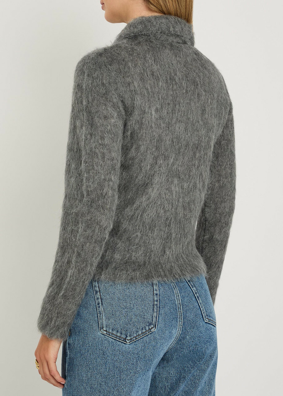Chloe Brushed Knit Wool-blend Polo top Grey