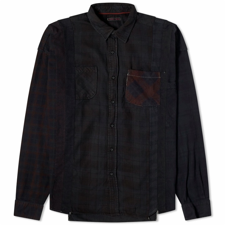 Photo: Needles Men's 7 Cuts Wide Over Dyed Flannel Shirt in Black