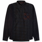 Needles Men's 7 Cuts Wide Over Dyed Flannel Shirt in Black