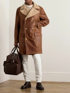 Brunello Cucinelli - Double-Breasted Shearling Peacoat - Brown