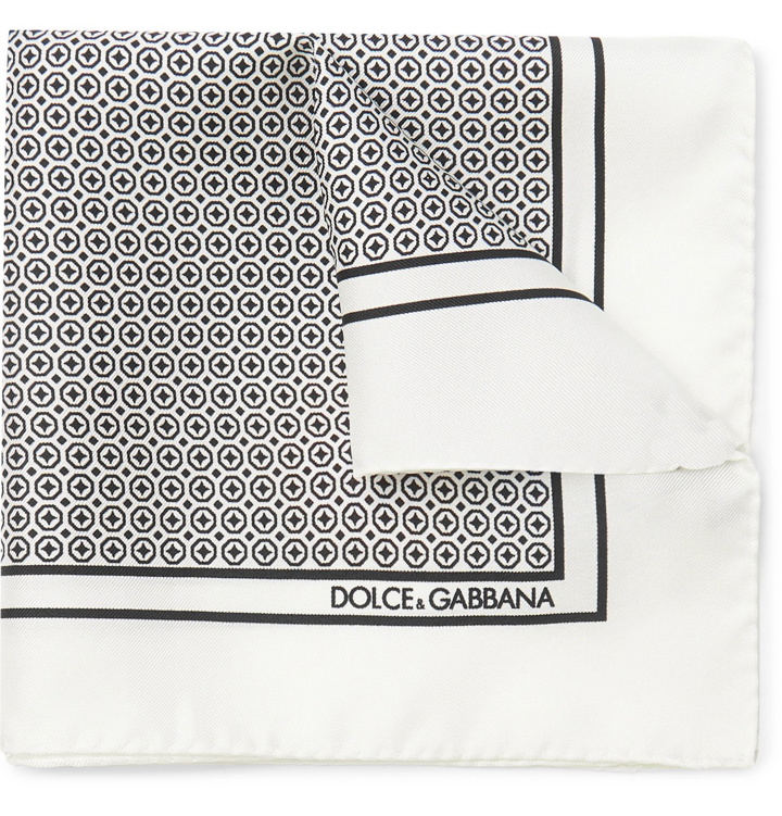 Photo: Dolce & Gabbana - Printed Silk-Twill Pocket Square - White