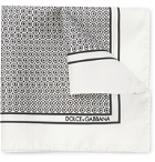 Dolce & Gabbana - Printed Silk-Twill Pocket Square - White