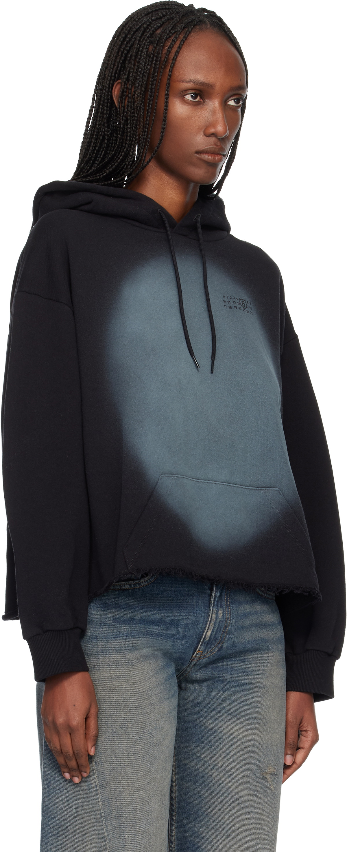 MM6 Maison Margiela Black Unbrushed Cotton Hoodie
