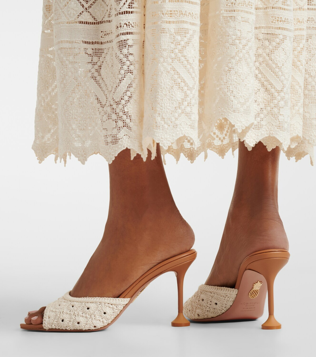 Aquazzura Loom macramé mules
