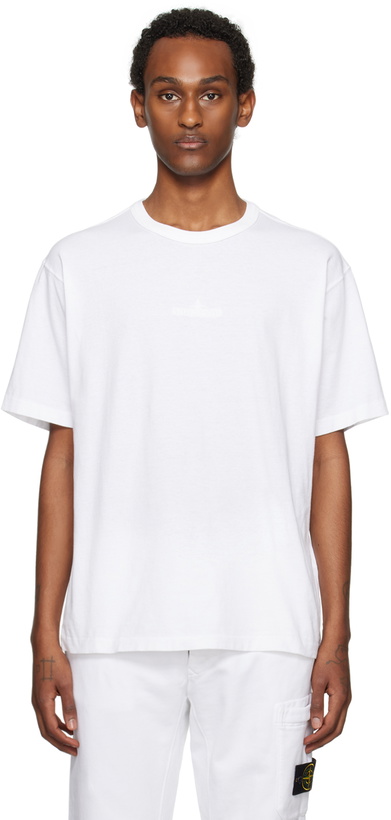 Photo: Stone Island White Embroidered T-Shirt