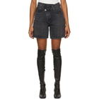 AGOLDE Black Denim Criss Cross Upsized Shorts