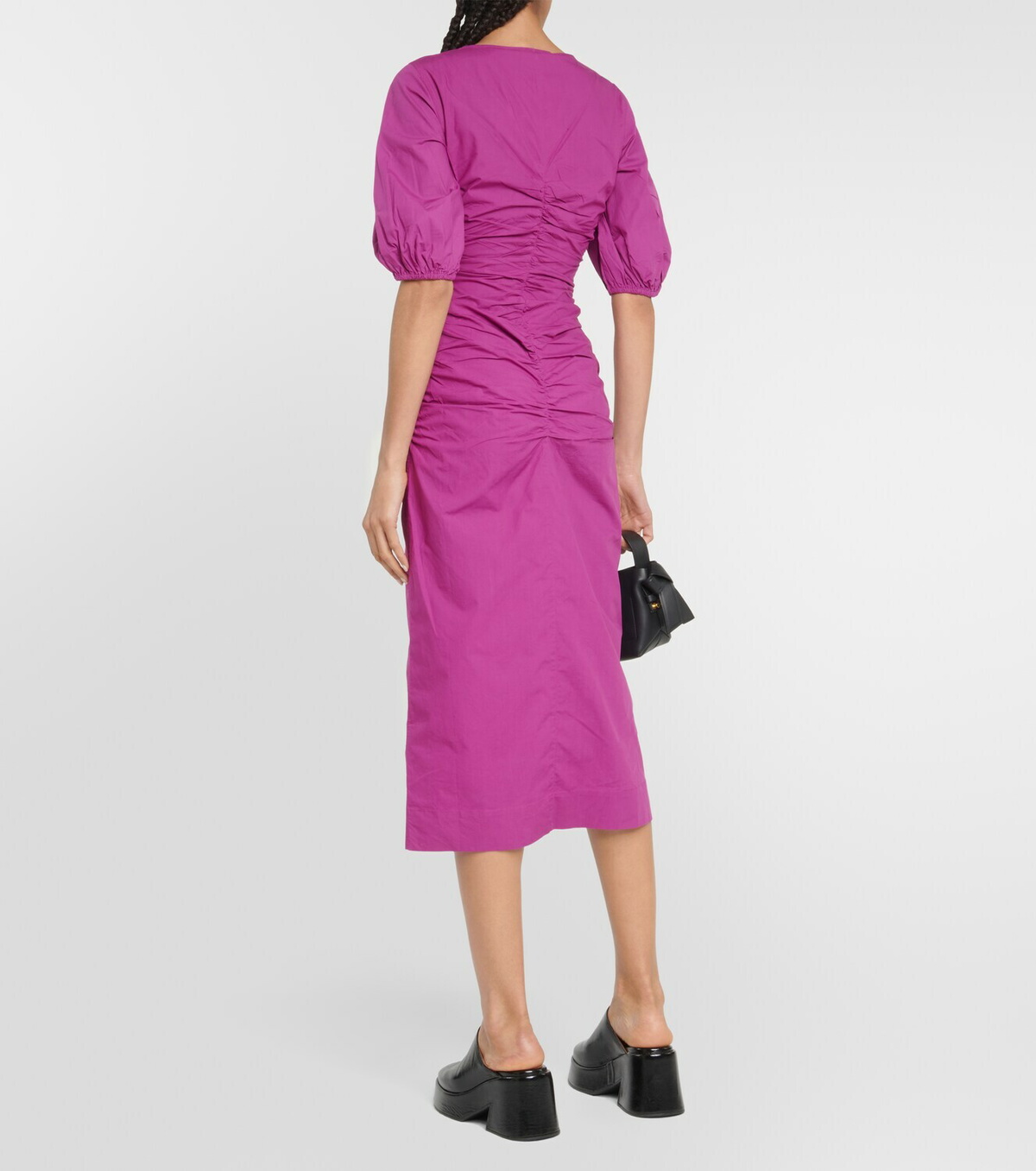 ganni cotton and silk midi dress Ganni Cotton Silk Dress