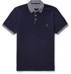 Brunello Cucinelli - Slim-Fit Contrast-Tipped Cotton-Jersey Polo Shirt - Blue