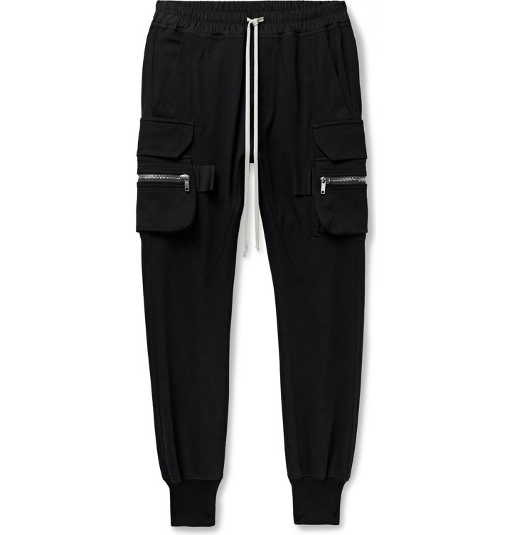 Photo: RICK OWENS - Mastodon Slim-Fit Tapered Organic Cotton-Jersey Sweatpants - Black
