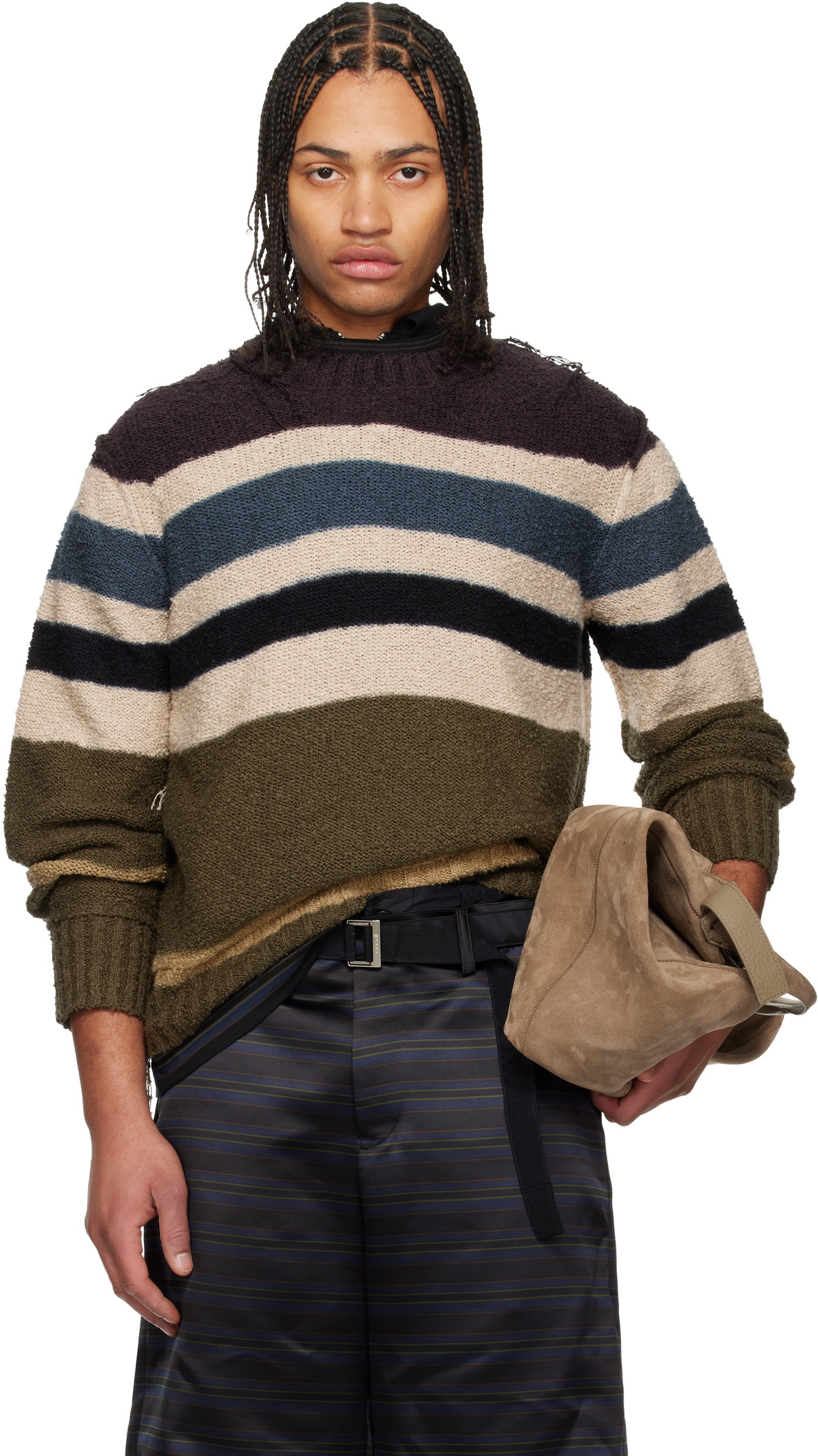 sacai Multicolor Horizontal Stripe Knit Pullover Sweater Sacai