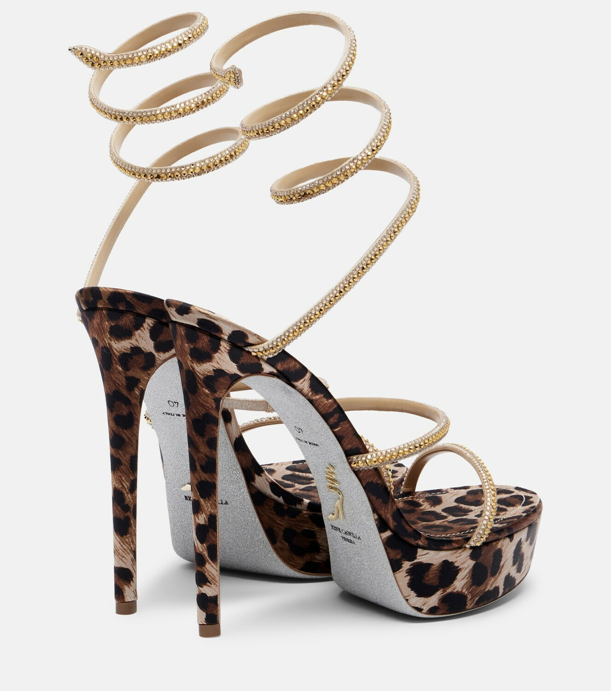 Rene Caovilla Cleo embellished satin platform sandals