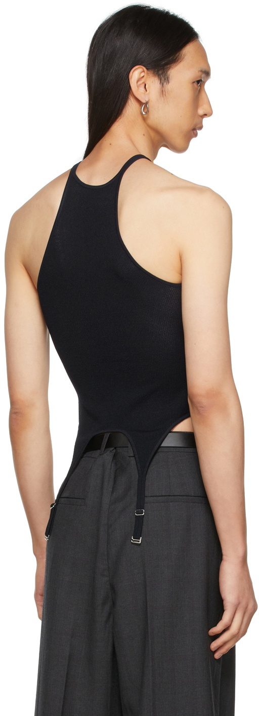 Dion Lee Navy Hosiery Mesh Garter Tank Top