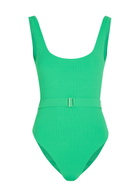 Melissa Odabash Rio Belted Ribbed Swimsuit Green