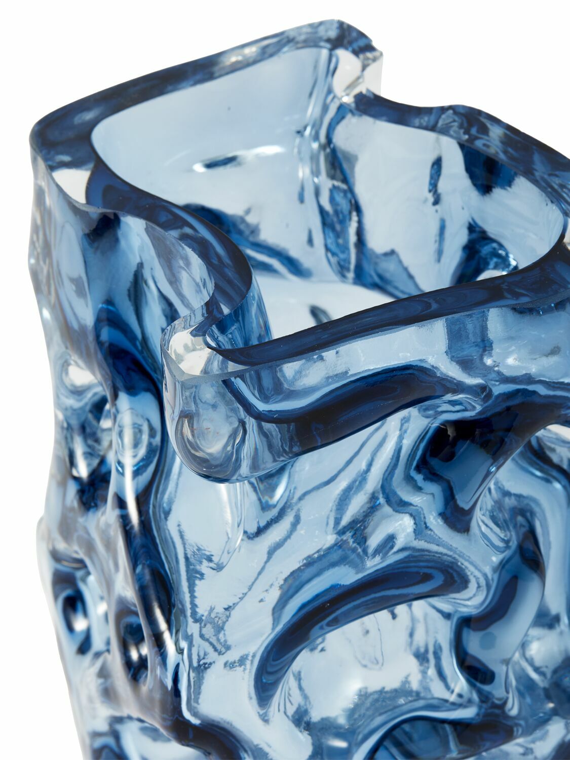 POLSPOTTEN Dark Blue Ice Glass Vase