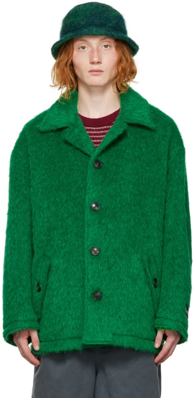 Photo: Marni Green Single-Breasted Faux-Fur Jacket