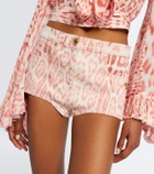 Roberto Cavalli Leopard-print denim shorts