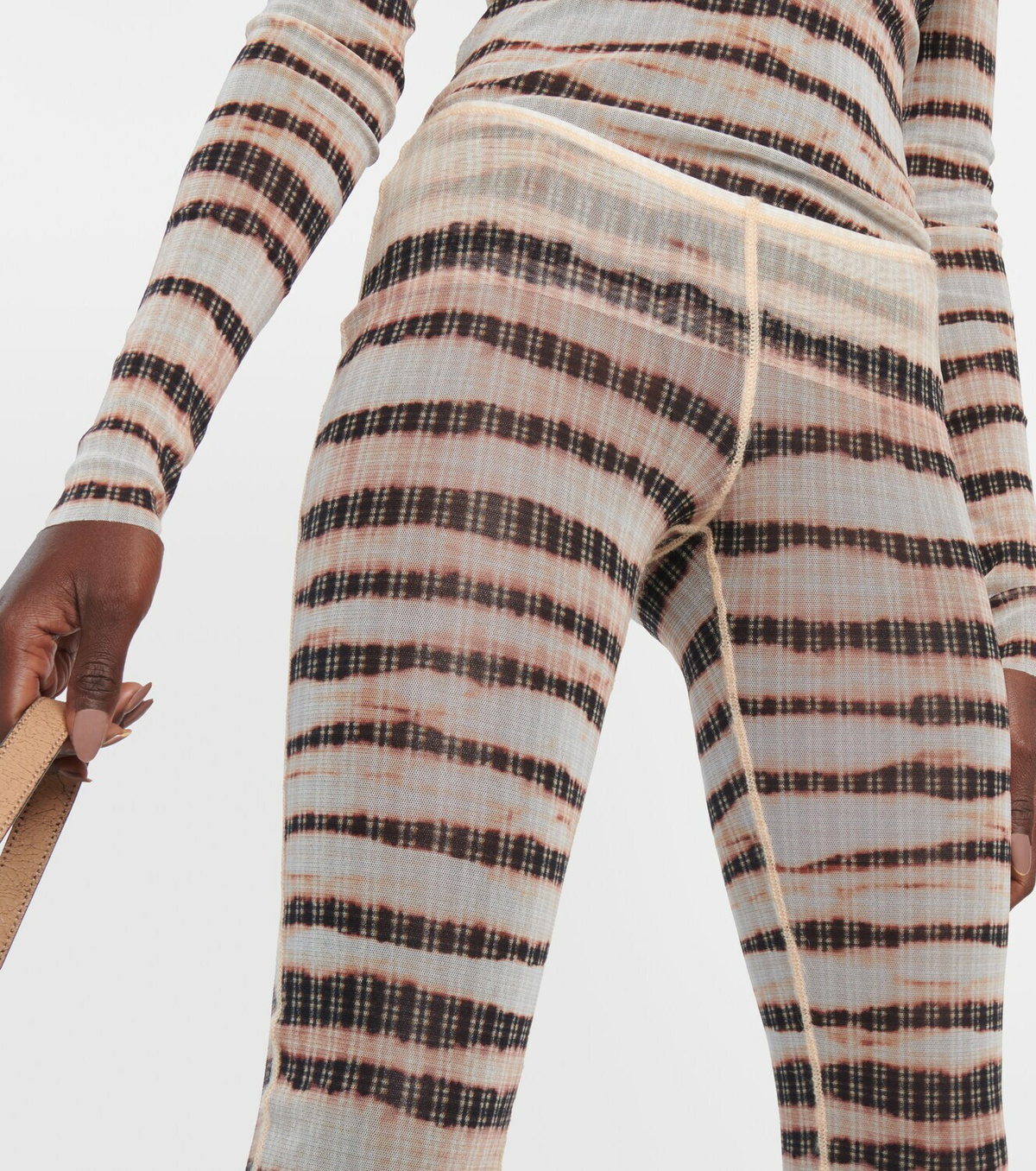 Jean Paul Gaultier x KNWLS striped mid-rise flared pants