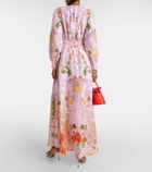 Camilla Embellished floral linen maxi dress