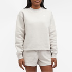 New Balance Women's Linear Heritage Brushed Back Fleece Crewneck in Moonrock