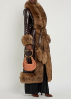 Chloe Shearling-trimmed Leather Coat Brown