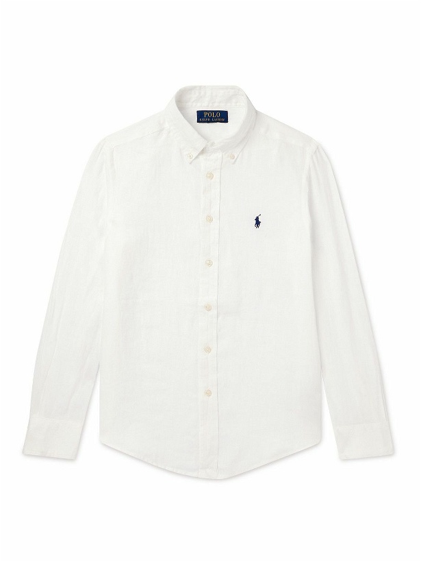 Photo: Polo Ralph Lauren Kids - Button-Down Collar Logo-Embroidered Linen Shirt - White