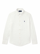 Polo Ralph Lauren Kids - Button-Down Collar Logo-Embroidered Linen Shirt - White