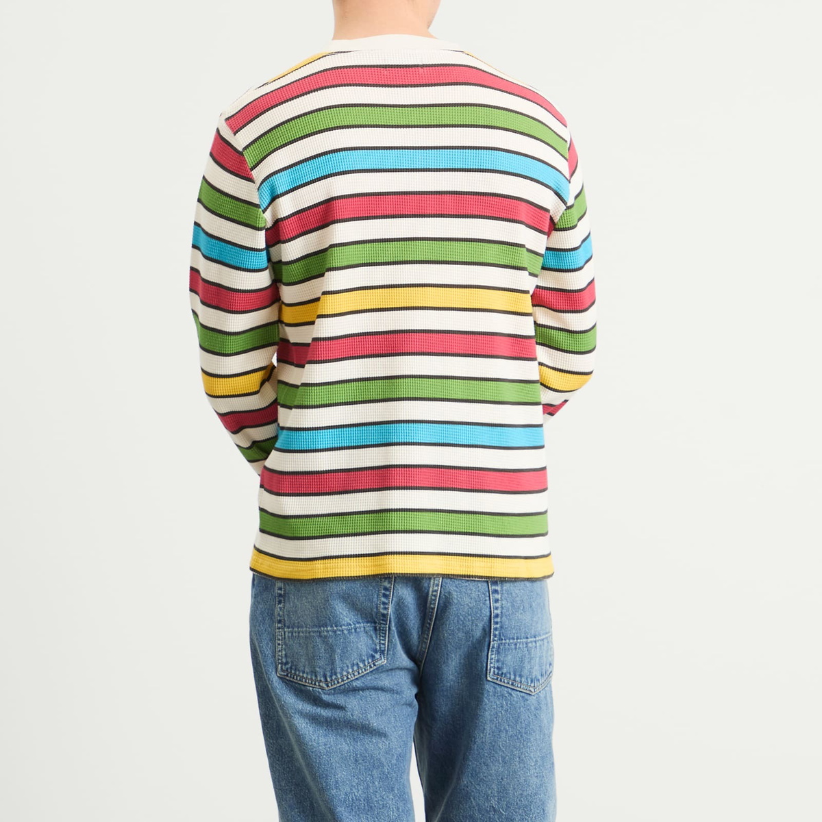 Late Checkout Men's Script Waffle L/S T-Shirt in Multicolour