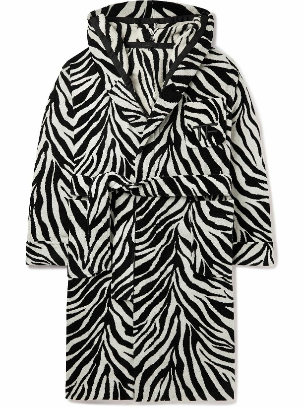 Photo: TOM FORD - Zebra-Print Cotton-Terry Hooded Robe - Black