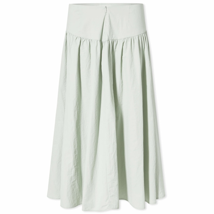 Photo: Peachy Den Women's Deba Midi Nylon Skirt in Oyster