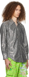ERL Silver Sequin Shirt
